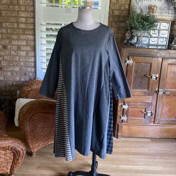 WENDY TRENDY MADE IN ITALY EUROPE LAGENLOOK DRESS WITH POCKETS ONE SIZE NEW - Picture 1 of 8